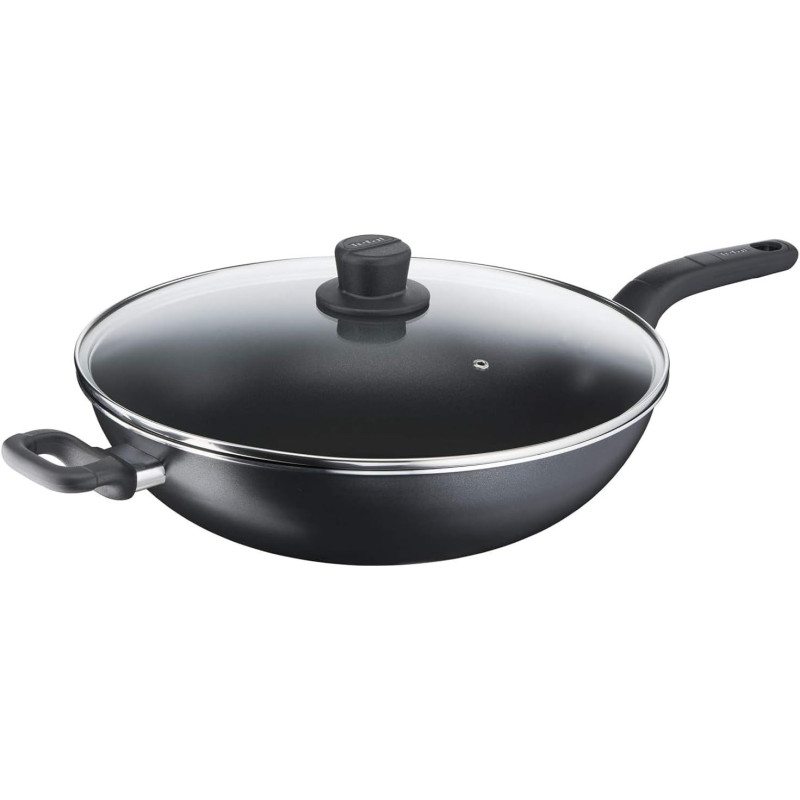 Tefal Non Stick Frypan Wok With Lid Cook Easy Xl 36 CM, Aluminium, Black