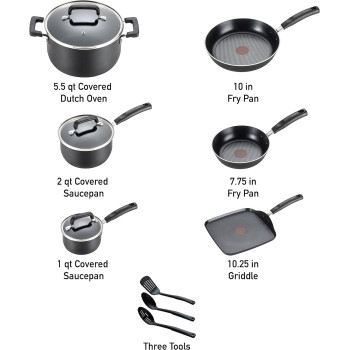Tefal Cookware Set Nonstick, Black, Aluminum