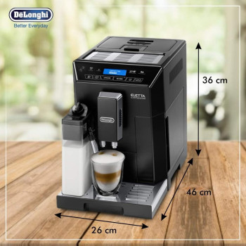 De Longhi Eletta Fully Automatic Coffee Machine With Milk Coffee Grinder, Black