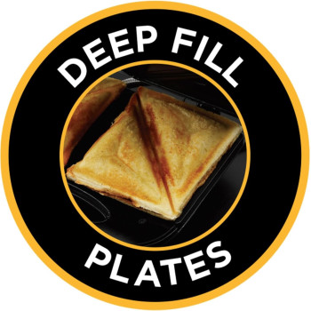 Russell Hobbs 3-In-1 Sandwich, Panini and Waffle Maker Deep Fill, Non-Stick, 750W, Indicator Lights, Dishwasher Safe, Black