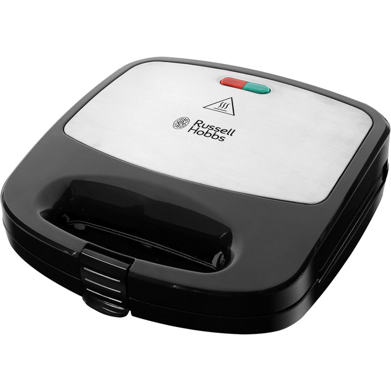 Russell Hobbs 3-In-1 Sandwich, Panini and Waffle Maker Deep Fill, Non-Stick, 750W, Indicator Lights, Dishwasher Safe, Black