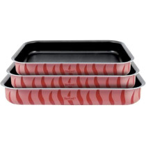 Tefal Tempo 3 Pcs Oven Dish Set, Rectangular, Red, Alminium, J1195685