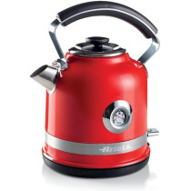 Ariete Moderna Electric Kettle Stainless Steel 1.7L 2000W, With Thermometer Auto Shut-Off Water Level Indicator, Removable Filter Cordless Base For Boiling Water Tea And Infusions, Red