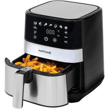 Nutricook Rapid Air Fryer, 1700 Watts, Digital Control Panel Display, 8 Preset Programs With Built-In Preheat Function, 5.5 Liters, Brush Stainless, Steel/Black