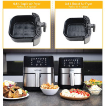 Nutricook Rapid Air Fryer, 1700 Watts, Digital Control Panel Display, 8 Preset Programs With Built-In Preheat Function, 5.5 Liters, Brush Stainless, Steel/Black