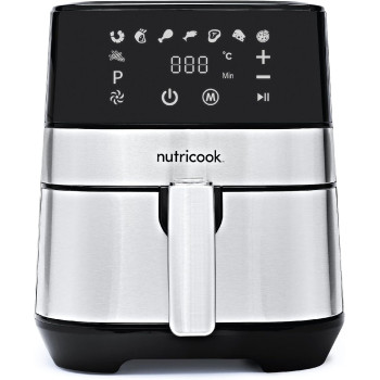 Nutricook Rapid Air Fryer, 1700 Watts, Digital Control Panel Display, 8 Preset Programs With Built-In Preheat Function, 5.5 Liters, Brush Stainless, Steel/Black