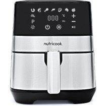 Nutricook Rapid Air Fryer, 1700 Watts, Digital Control Panel Display, 8 Preset Programs With Built-In Preheat Function, 5.5 Liters, Brush Stainless, Steel/Black