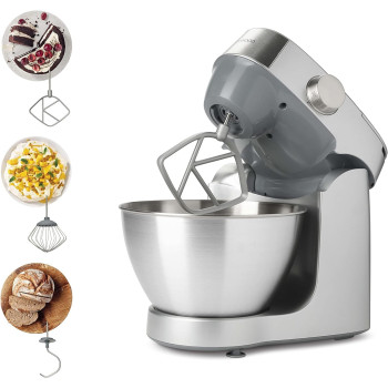 Kenwood Stand Mixer Kitchen Machine Prosperoand 1000W With 4.3L Stainless Steel Bowl, K-Beater, Whisk, Dough Hook, Silver