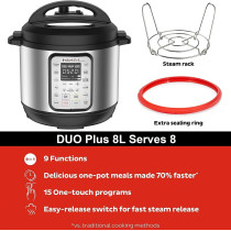 Instant Pot Duo Plus 9-In-1 Electric Programmable Pressure Cooker, Multicooker, Stainless Steel Inner Pot, Advanced Safety Protection