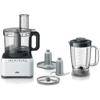 Braun FP 3131, Food Processor, White, 800 Watts, Blender 1.2 L, Prep Bowl 2.1 2 Speed Button And Pulse
