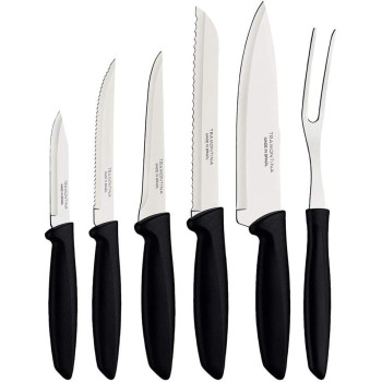 Tramontina 6 Pcs Knife Set Stainless Steel Sharp Professional Kitchen Chef Cooking Knives Set With Black Handles