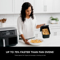 Ninja Foodi Dual Zone Air Fryer 2 Drawers, 6 Cooking Functions, 7.6L, Black