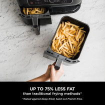 Ninja Foodi Dual Zone Air Fryer 2 Drawers, 6 Cooking Functions, 7.6L, Black