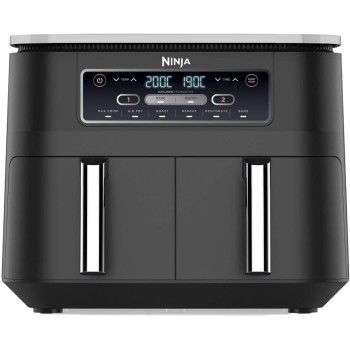 Ninja Foodi Dual Zone Air Fryer 2 Drawers, 6 Cooking Functions, 7.6L, Black