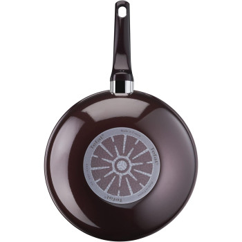 Tefal Wok Pan Resist Intense 28 CM Non-Stick Wok Frying Pan With Thermo Spot Flame Protect Resistant Ideal Shape Easy Cleaning Safe Bordeaux Burgundy
