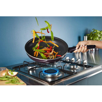 Tefal Wok Pan Resist Intense 28 CM Non-Stick Wok Frying Pan With Thermo Spot Flame Protect Resistant Ideal Shape Easy Cleaning Safe Bordeaux Burgundy