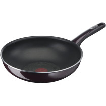 Tefal Wok Pan Resist Intense 28 CM Non-Stick Wok Frying Pan With Thermo Spot Flame Protect Resistant Ideal Shape Easy Cleaning Safe Bordeaux Burgundy