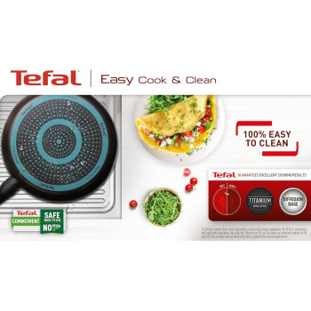 Tefal Easy Cook And Clean Wok Pan 28 CM Non-Stick Coating Safe Thermal Signal Stable Base Ideal Shape Healthy Cooking, Black