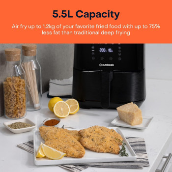 Nutricook Air Fryer 2, 1700 Watts, Digital Control Panel Display, 10 Preset Programs With Built-In Preheat Function, 5.5 Liter, Black