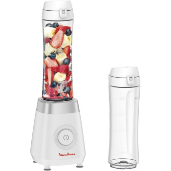 Moulinex Fresh Personal Blender With 2 On The Go Bottles, 600 Ml, 350 Watts, White, Plastic