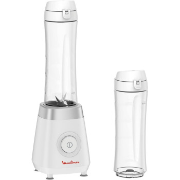 Moulinex Fresh Personal Blender With 2 On The Go Bottles, 600 Ml, 350 Watts, White, Plastic