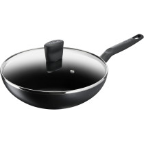 Tefal Frying Pan G6 Super Cook Wokpan 28 Lid Non Stick With Thermo Signal, Black, Aluminium