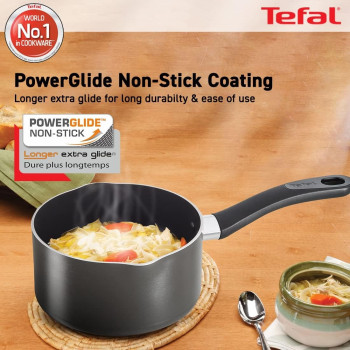 Tefal G6 Delicia 16 CM Saucepan With Glass Lid, Non-Stick, Black, Aluminium