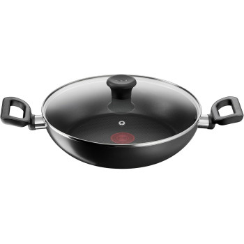 Tefal Kadai Pan G6 Delicia 28 CM Kadai Pot With Glass Lid Non-Stick, Black, Aluminium