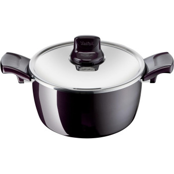 Tefal Cooking Pot G6 Resist Intense 24 CM Stewpot With Lid, Aluminium, Burgundy