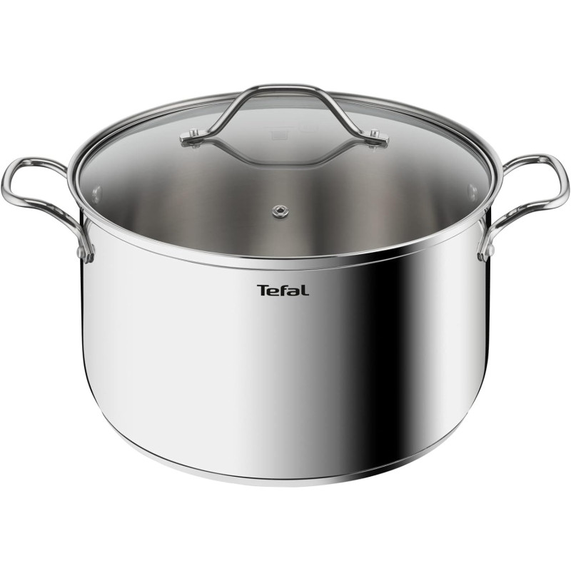 Tefal Cooking Pot With Glass Lid Intuition Xl 28 CM/ 8L Satinless Steel Casserole Premium Stainless Steel 18/10 Induction
