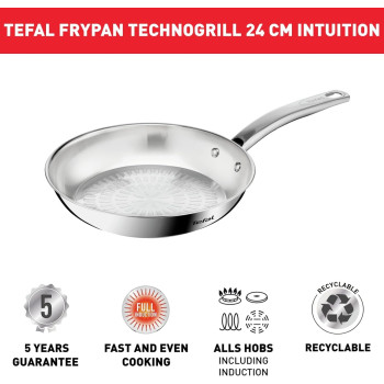 Tefal Intuition 24 CM Frypan, Premium Stainless Steel 18/10, Induction