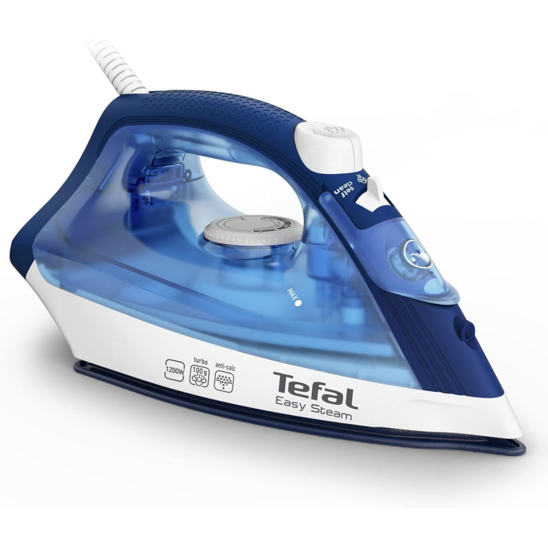 Tefal Steam Iron Easy Steam Iron Steamer 1200 W 220 Ml Anti-Scale Non-Stick, Blue