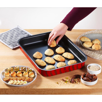 Tefal Baking Pan Les Specialistes Oven Dish 24X31CM Non-Stick Coating, Aluminum, Heat Diffusion Easy Cleaning, Red