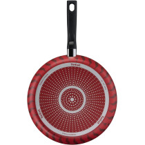 Tefal Tempo Flame Frypan Set Of 2, Red/Black, 28 CM and 24 CM, Aluminium