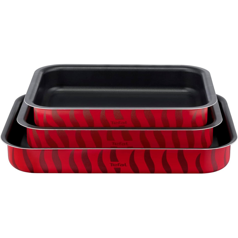 Tefal Baking Pans Les Specialistes 3-Piece Set 22X29CM 24X31CM 27X37CM, Non-Stick Coating, Aluminum Heat Diffusion Easy Cleaning