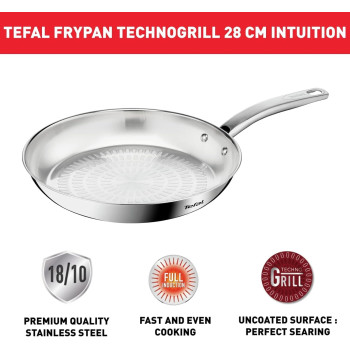 Tefal Intuition 28 CM Frypan, Premium Stainless Steel 18/10, Induction