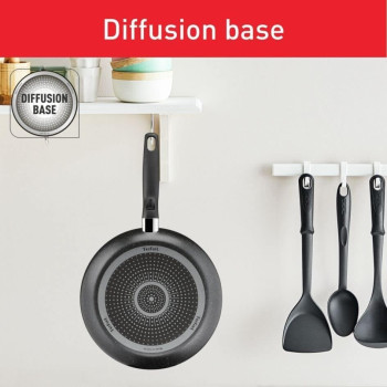 Tefal Cookware Set Dark Stone 7 Pc Cooking Set, Non-Stick Stewpots 22/24 CM and Lids Saucepan 16 CM Frypan 24 CM, Aluminium