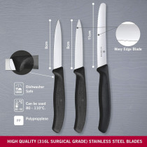 Victorinox Swiss Classic Paring Knife Set, 3 Pieces, Black