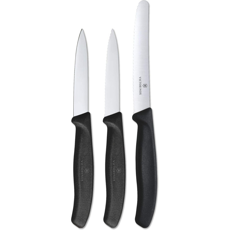 Victorinox Swiss Classic Paring Knife Set, 3 Pieces, Black