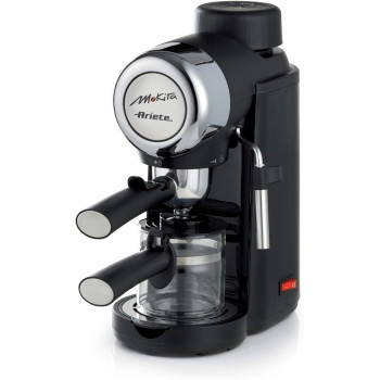 Ariete Mokita Moka Coffee Machine With Tempered Glass Jug, Auto Shut-Off And Safety Valve, 4 Cups Cappuccino Maker, 15 Bar, Perfect For Home And Office