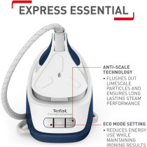 Tefal SV 6116 Express Essential Steam Generator, 2200 W, White And Blue