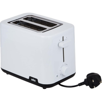 Braun Breakfast Toaster HT 1010 Wh, 2 Slots, 8 Browning Settings, Bun Warmer, 900 Watts, White