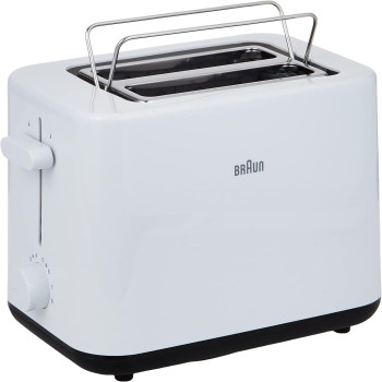 Braun Breakfast Toaster HT 1010 Wh, 2 Slots, 8 Browning Settings, Bun Warmer, 900 Watts, White