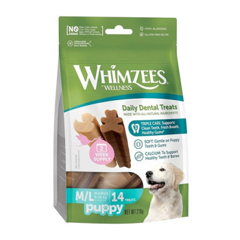 Whimzees Puppy Dental Dog Treats, Stix M/L, 14Pcs, 210G (Pack Of 8)