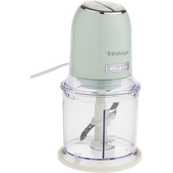 Ariete Vintage Electric Chopper, 600Ml, 2 Speed Settings, 400W, Non Slip Feet, 4 Stainless Steel Blades For Crushing Ice And Chopping Meat, Vegetables, Biscuits, Dried Fruit, Chocolate
