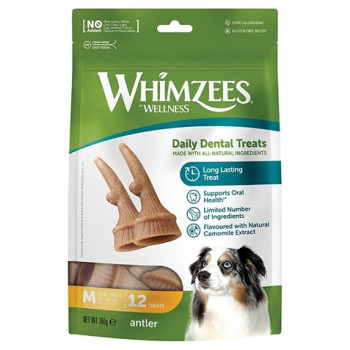 Whimzees Occupy Antler Natural Dental Chews For Dogs, 360G, Medium, 12Pc (Pack Of 6)