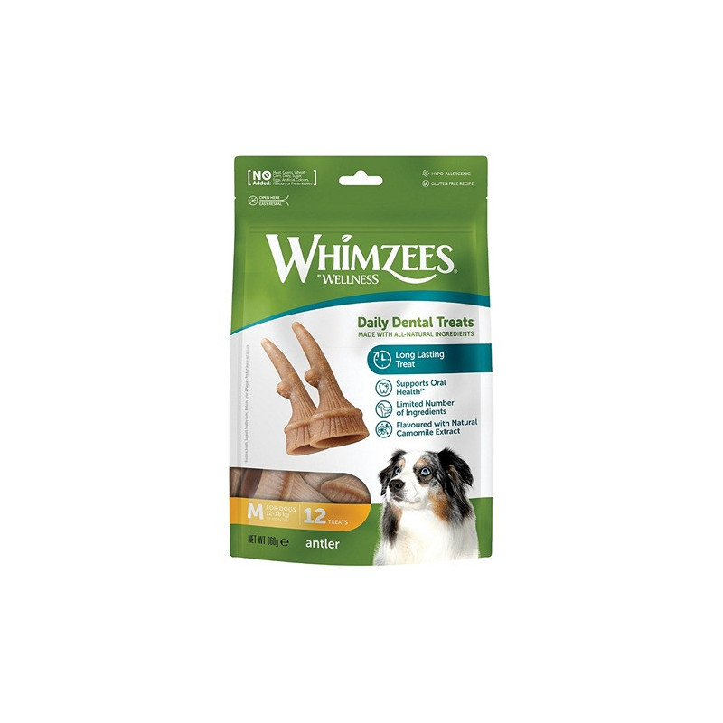 Whimzees Occupy Antler Natural Dental Chews For Dogs, 360G, Medium, 12Pc (Pack Of 6)