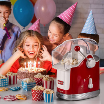 Ariete Vintage Electric Hot Air Pop Corn Maker With Dispensing Lever, 50G In 3Min, Oil-Free Popcorn Popper Machine, 1100W, Perfect For Home, Movie Night And Snacks, Red