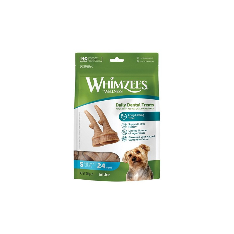 Whimzees Occupy Antler Natural Dental Chews For Dogs, 360G, Small, 24Pc (Pack Of 6)