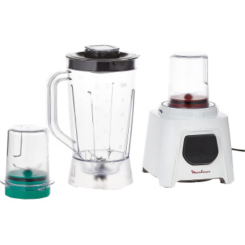 Moulinex Blendeo And Blender, 1.5 Litre, With Ice Crush Technology And 2 Grinder And Chopper Accessories, 450 Watts, White, Plastic